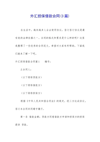 外汇担保借款合同