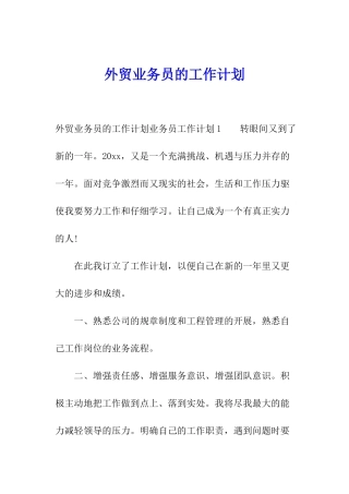 外贸业务员的工作计划