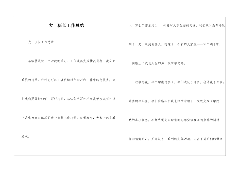 大一班长工作总结_第1页