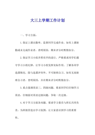 大三上学期工作计划