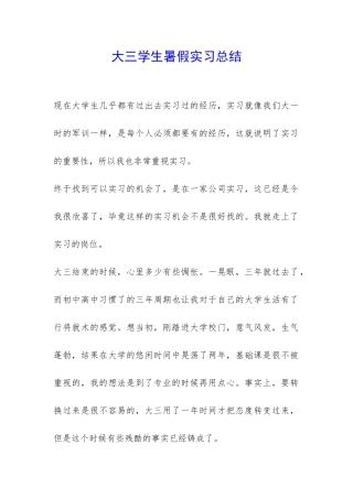 大三学生暑假实习总结-