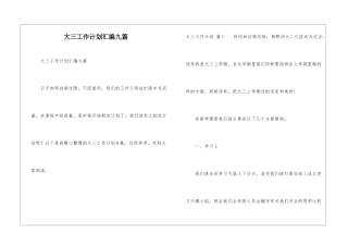 大三工作计划汇编九篇