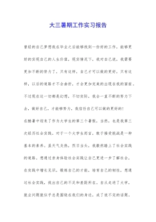 大三暑期工作实习报告-