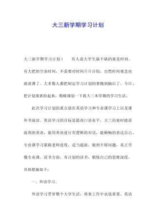大三新学期学习计划