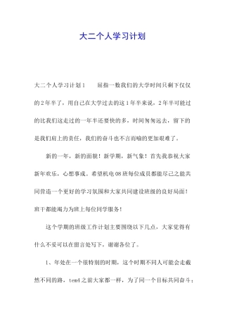 大二个人学习计划