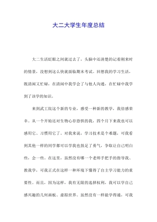 大二大学生年度总结