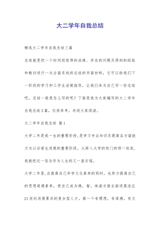 大二学年自我总结-