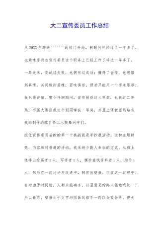 大二宣传委员工作总结-