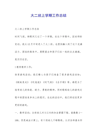 大二班上学期工作总结-