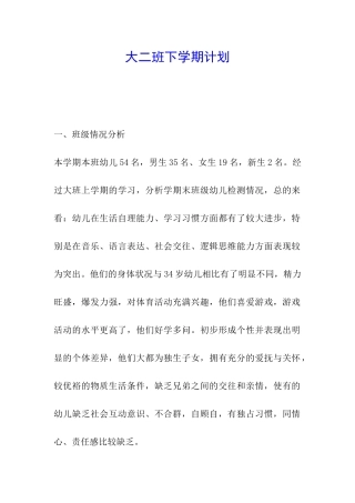 大二班下学期计划
