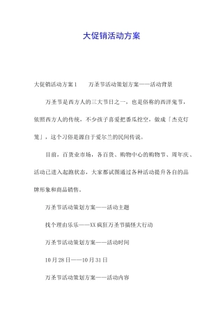 大促销活动方案