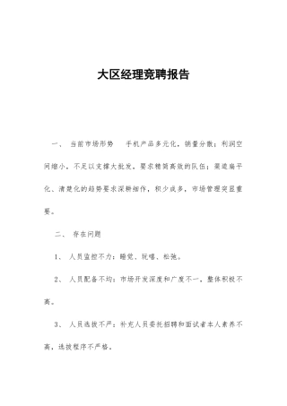 大区经理竞聘报告-