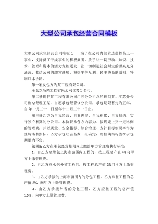 大型公司承包经营合同模板