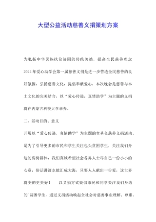 大型公益活动慈善义捐策划方案