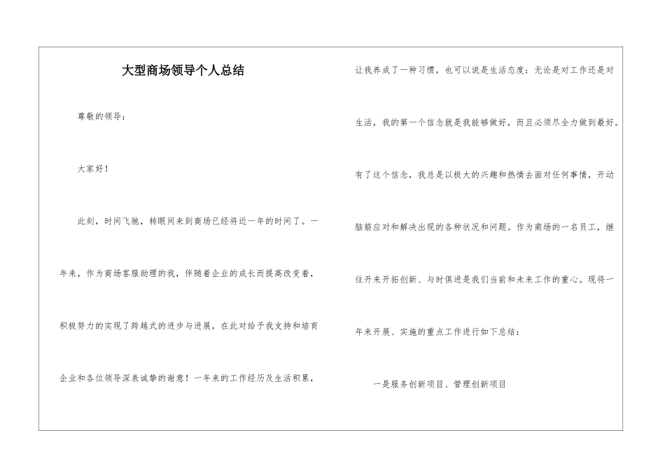 大型商场领导个人总结_第1页