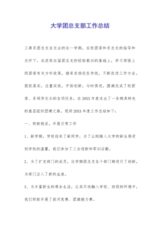 大学团总支部工作总结-