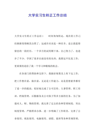 大学实习生转正工作总结