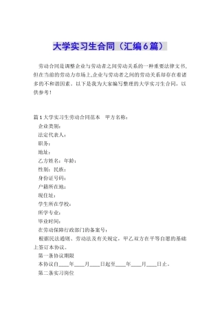 大学实习生合同