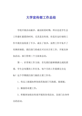 大学宣传部工作总结