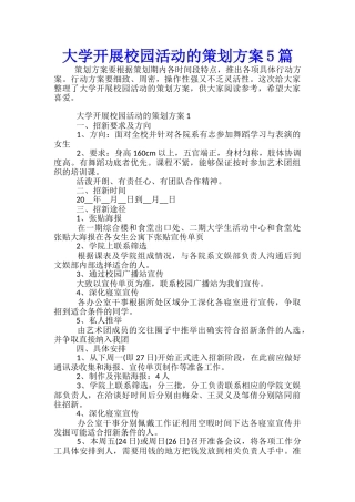 大学开展校园活动的策划方案5篇