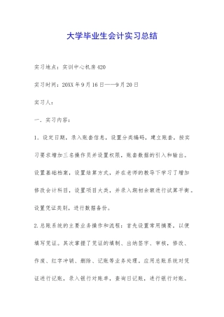 大学毕业生会计实习总结-