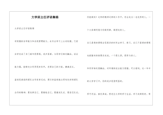 大学班主任评语集锦
