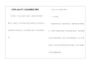 大学生2024年个人社会实践实习报告