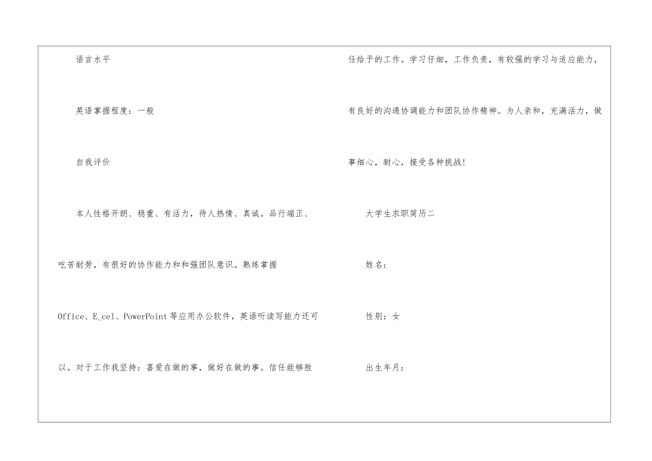 大学生2024年届求职简历通用范本_第3页