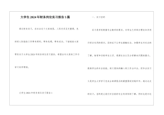 大学生2024年财务岗位实习报告5篇