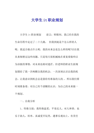 大学生it职业规划