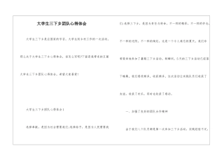 大学生三下乡团队心得体会