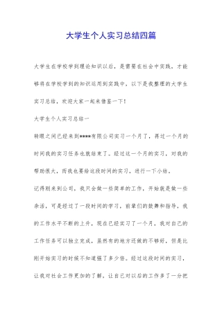 大学生个人实习总结四篇-