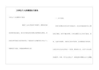 大学生个人的暑假实习报告