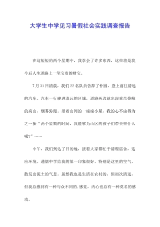 大学生中学见习暑假社会实践调查报告