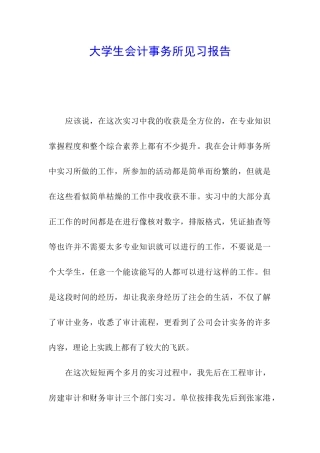 大学生会计事务所见习报告