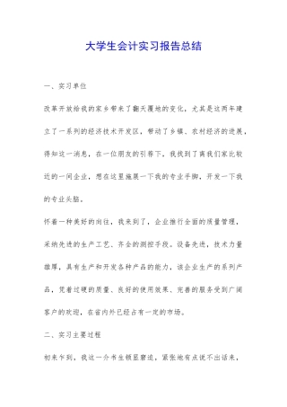 大学生会计实习报告总结-