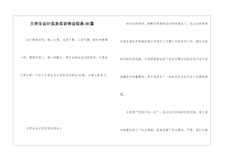 大学生会计实务实训体会经典10篇