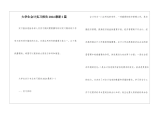 大学生会计实习报告2024最新5篇