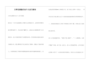 大学生保险行业个人实习报告