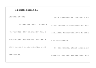 大学生假期社会实践心得体会