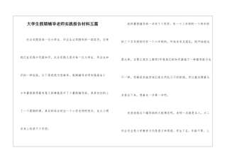 大学生假期辅导老师实践报告材料五篇