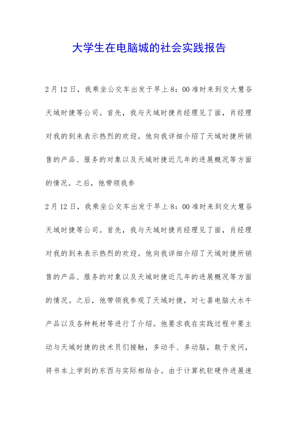 大学生在电脑城的社会实践报告-_第1页