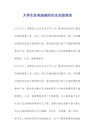 大学生在电脑城的社会实践报告-