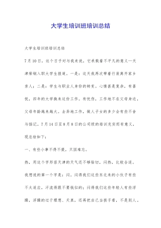 大学生培训班培训总结-