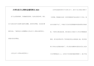 大学生实习心得体会通用例文2024