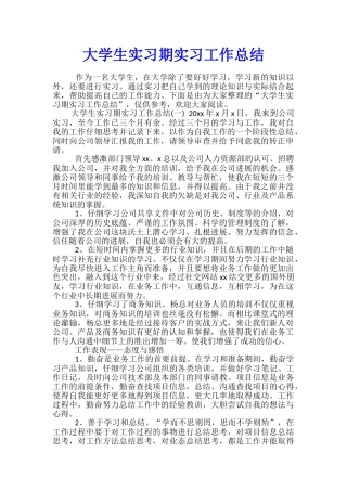 大学生实习期实习工作总结
