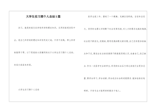 大学生实习期个人总结5篇
