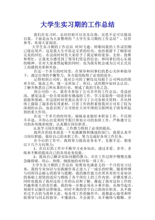 大学生实习期的工作总结