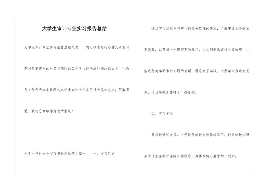 大学生审计专业实习报告总结_第1页