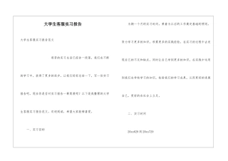 大学生客服实习报告